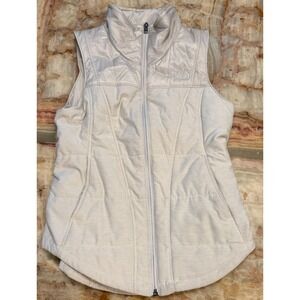 The North Face Womens Pseudio Vest Off White Puffer Insulated Soft Full Zip XS